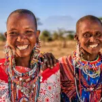 Two African woman from Maasai tribe, Kenya, East Africa