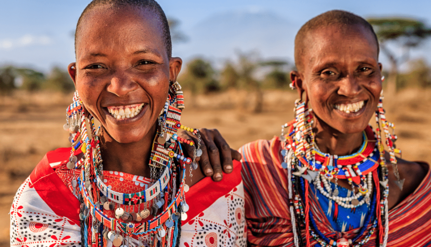 Two African woman from Maasai tribe, Kenya, East Africa